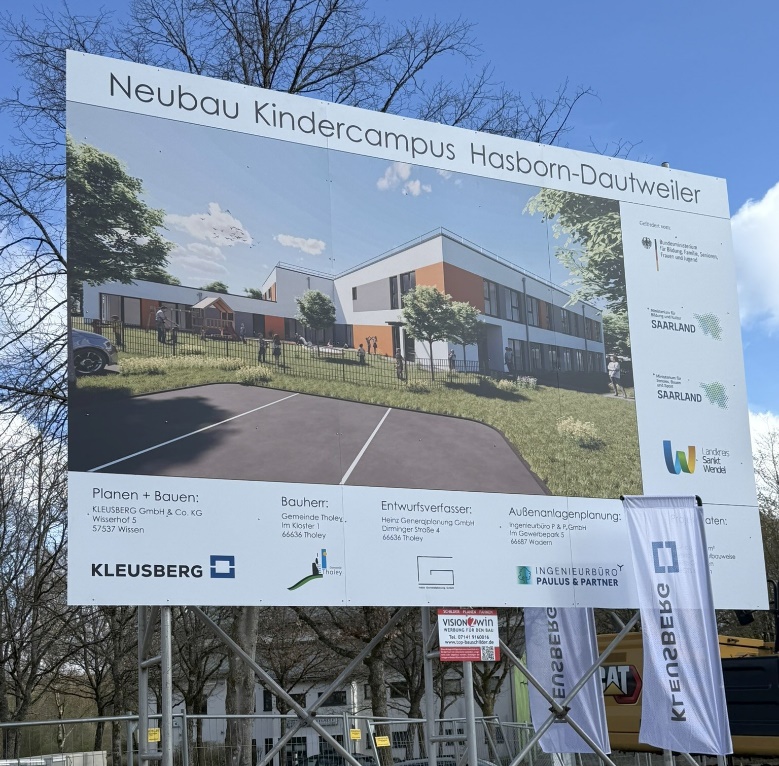 Bauschild Neubau Kindercampus Hasborn-Dautweiler